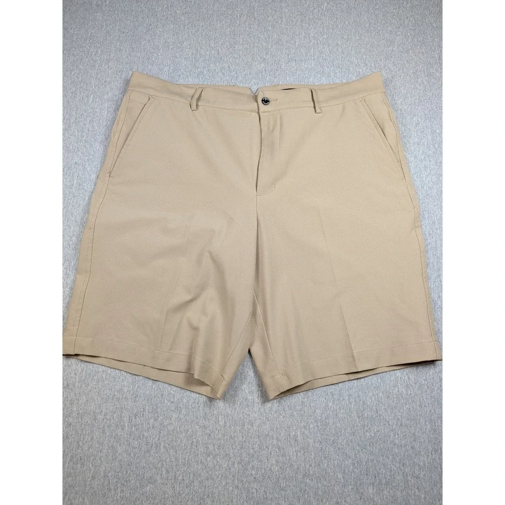 Dunning Golf Shorts Mens 36 Tan Khaki Performance Stretch Flat Front Chino